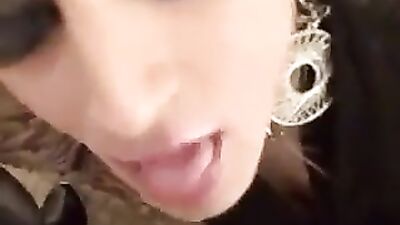Beautiful sexy femboy blowing master and taking cum in her m