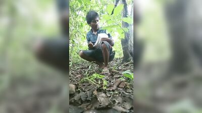 Indian college student mustarbating and small dick in forest
