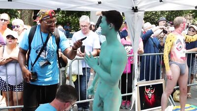 Korean American Asian Cut Cock Naked Nude Body Paint NYC 2017