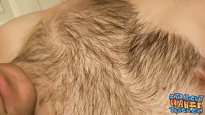 Straight dude shows off his hairy chest while jacking off